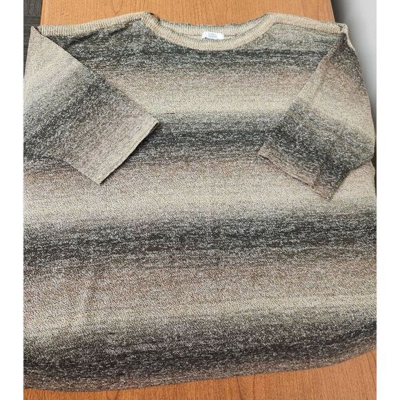 Croft & Barrow 2X brown striped top with 3/4 sleeves - Picture 3 of 6